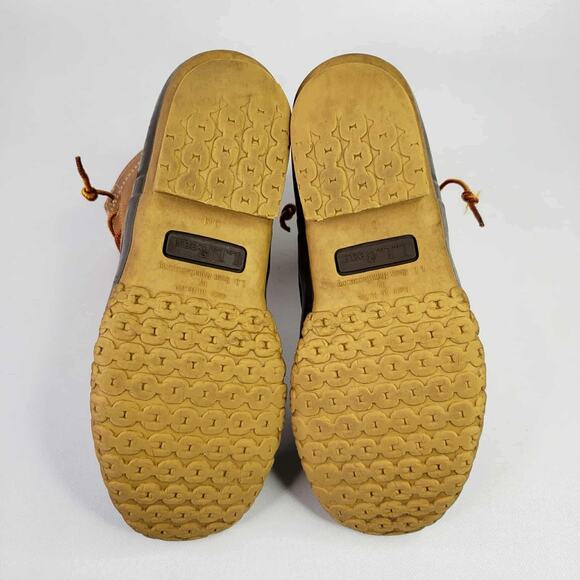 LL Bean Duck Boots Tan Brown Leather Lace Up Men’s Size 6 Women’s Size 8 - Picture 7 of 9